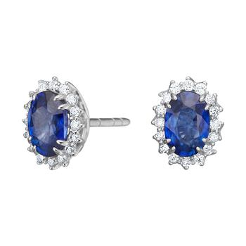 14kt. hvidguldsørestikker roset  m/safir og dia 0.128ct W/SI, från Siersbøl