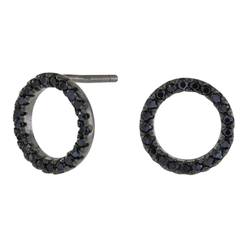 Sort rhd sølv ørestikker ANNANOR  cirkel 10mm, från Joanli Nor