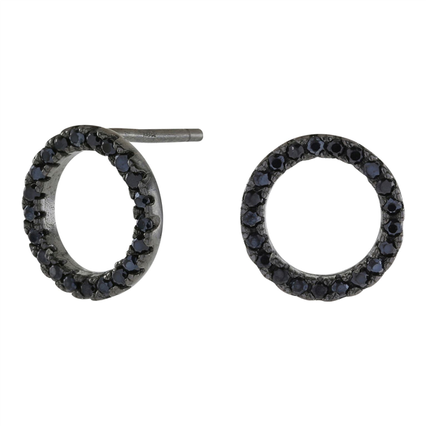 Sort rhd sølv ørestikker ANNANOR  cirkel 10mm, från Joanli Nor