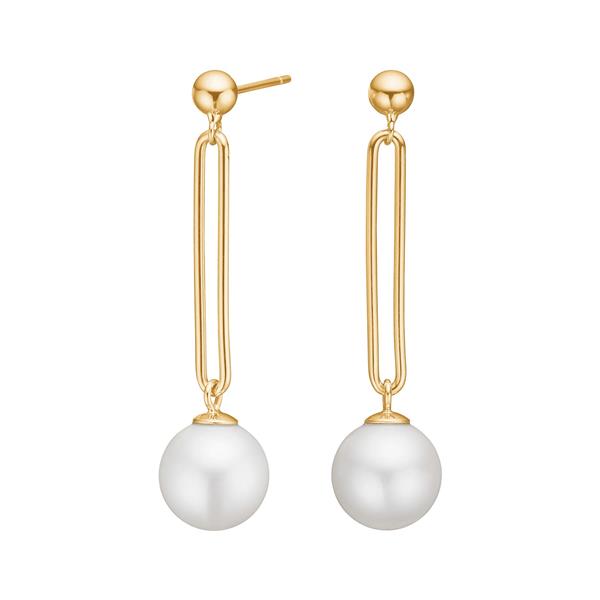 Forgyldt sølv ørehængere PEARLY52, från Nordahl