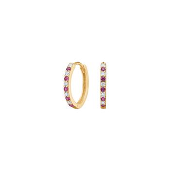 14kt. guldcreoler m/synt. rubin og cz, från Siersbøl