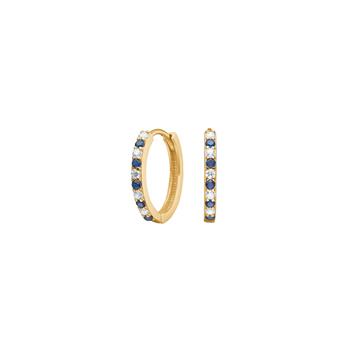 14kt. guldcreoler m/synt. safir og cz, från Siersbøl