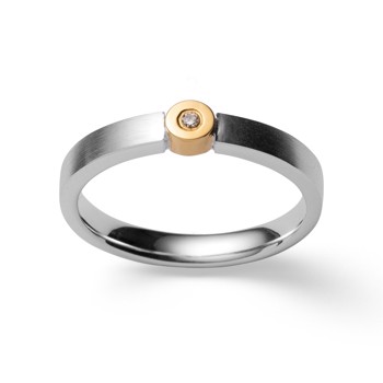 925/- Ring, delvis fg. mat, brillant 0,02ct W-SI, från Bastian Inverun