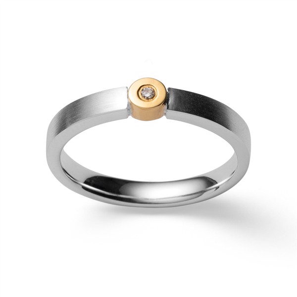 925/- Ring, delvis fg. mat, brillant 0,02ct W-SI, från Bastian Inverun