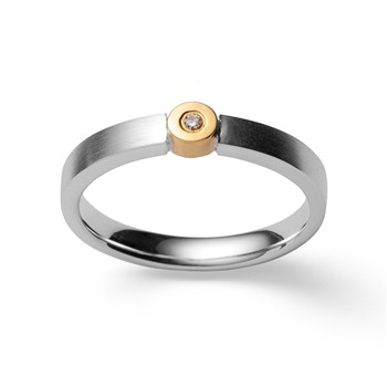 925/- Ring, delvis fg. mat, brillant 0,02ct W-SI, från Bastian Inverun