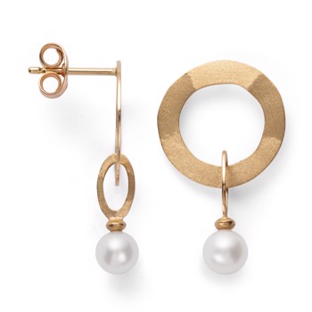 750/- ørehænger mat/børstet kulturperle  2.22ct, från Bastian Inverun