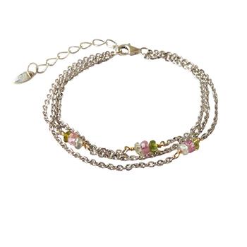 Armbånd & halskæde - Rhodineret med Turmalin 16+4cm, från San - Links of Joy