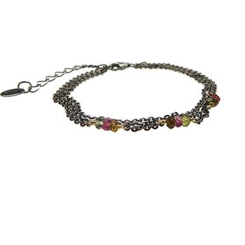 Armbånd & halskæde - Sort rhodineret med Turmalin 16+4cm, från San - Links of Joy