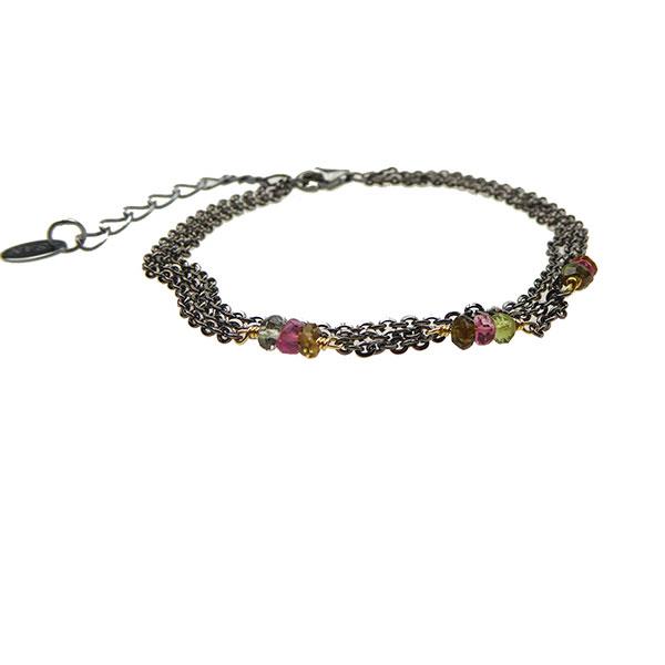 Armbånd & halskæde - Sort rhodineret med Turmalin 16+4cm, från San - Links of Joy