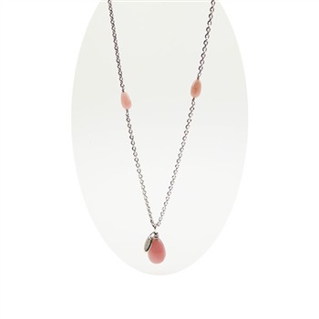 Halskæde - Rhodineret/Pink opal 38cm, från San - Links of Joy