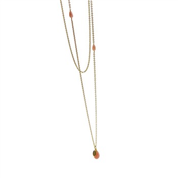 Halskæde - Forgyldt/Pink opal 90cm, från San - Links of Joy