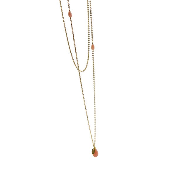 Halskæde - Forgyldt/Pink opal 90cm, från San - Links of Joy