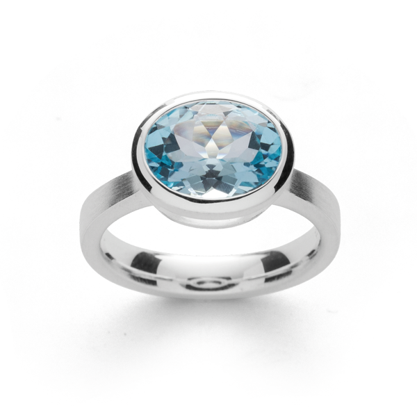 925/- Ring mat/blank, blå topas 3,79ct, från Bastian Inverun