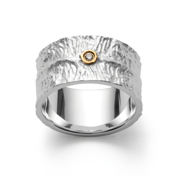 925/- ring, delvis over, rho. satin 0,03ct W-SI, från Bastian Inverun