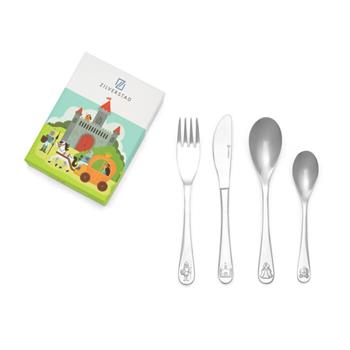 Børnebestik, 4-delt sæt, Riddere og prinsesser, rustfrit stål, från Noa Kids