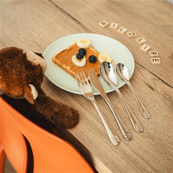 Børnebestik, 4-delt, Wildlife, rustfrit stål, från Noa Kids