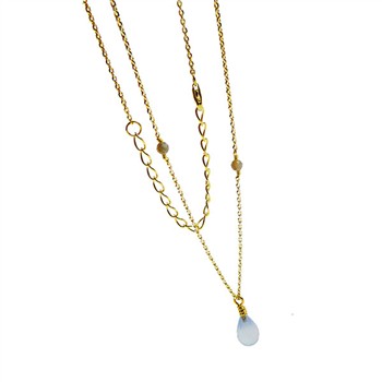 Halskæde med Chalcedon & Rå Diamanter 42+8cm, från San - Links of Joy