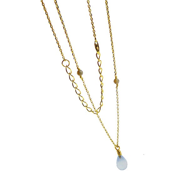 Halskæde med Chalcedon & Rå Diamanter Øreringe, från San - Links of Joy