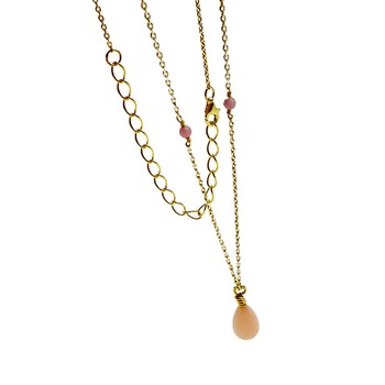 Halskæde med Pink opal 42+8cm, från San - Links of Joy