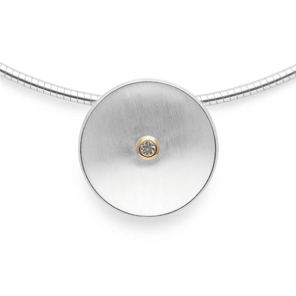 925/- Vedhæng, fg 14K mat, hvid topas 0,08ct, från Bastian Inverun
