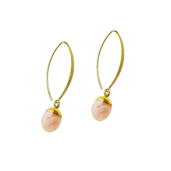 Øreringe - Forgyldt med Pink opal Forgyldt pr.par, från San - Links of Joy