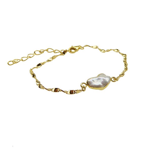 Armbånd -Forgyldt med Barok Ferskvandsperle 16+4cm, från San - Links of Joy
