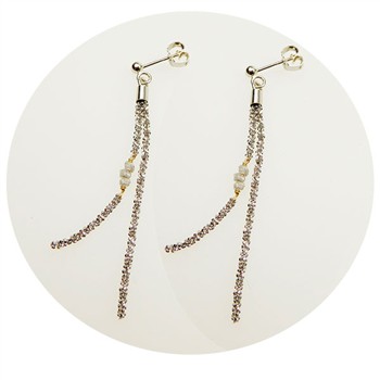 Earrings - Rhodium/Goldplated w. grey Raw Diamonds Rhodineret pr.par, från San - Links of Joy