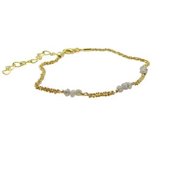 Bracelet & Necklace - Goldplated w. grey Raw Diamonds 16+4cm, från San - Links of Joy