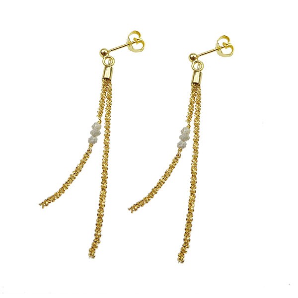Earrings - Goldplated w.grey Raw Diamonds Forgyldt pr.par, från San - Links of Joy