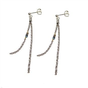 Earrings - rhodium/Goldplated w.Raw Diamonds - multi colour Rhodineret pr.par, från San - Links of Joy