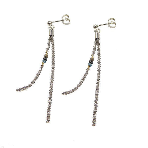 Earrings - rhodium/Goldplated w.Raw Diamonds - multi colour Rhodineret pr.par, från San - Links of Joy