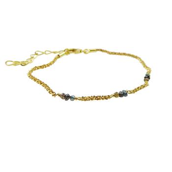 Bracelet & Necklace - Goldplated w. Raw Diamonds-multi colour 16+4cm, från San - Links of Joy