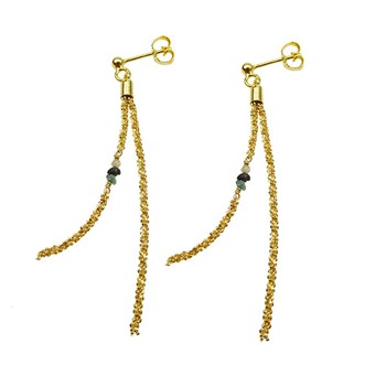 Earrings - Goldplated w.Raw Diamonds - multi colour Forgyldt pr.par, från San - Links of Joy