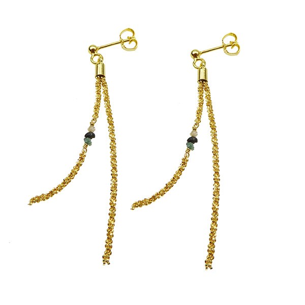 Earrings - Goldplated w.Raw Diamonds - multi colour Forgyldt pr.par, från San - Links of Joy