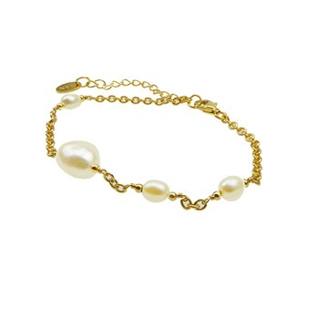 Armbånd & halskæde - Forgyldt m.Ferskvandsperler 16+4cm, från San - Links of Joy