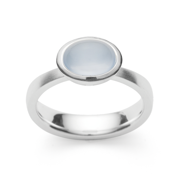 925,- ring, rho. mat/blank, kalcedon 1,60ct, från Bastian Inverun