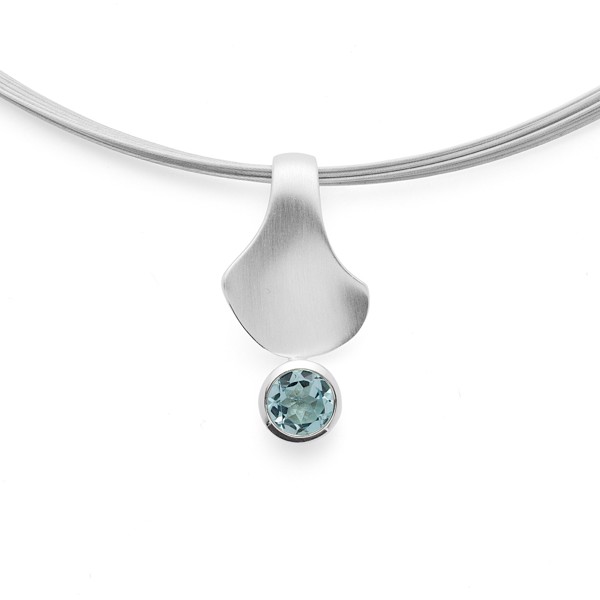 925/- Vedhæng, rho. mat/blank, blå topas 1.08ct, från Bastian Inverun