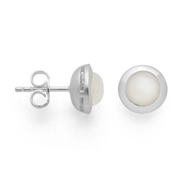 925/- Ørestikker, rho. blank, hvid månesten 1,63ct, från Bastian Inverun
