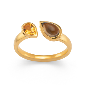 925/- Ring, mat/blank fg, RQ 0,87 ct, citrin 0,41, från Bastian Inverun