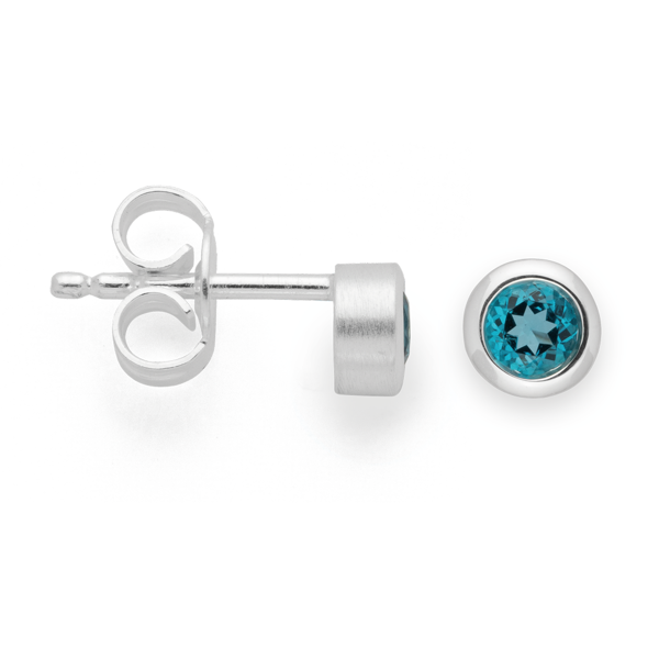 925/- Øreringe mat/polerede, blå topas 0,28ct, från Bastian Inverun
