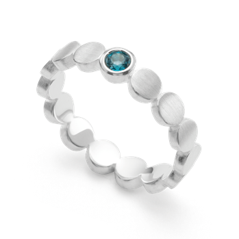 925/- ring, rho. mat/blank, blå topas 0,14ct, från Bastian Inverun