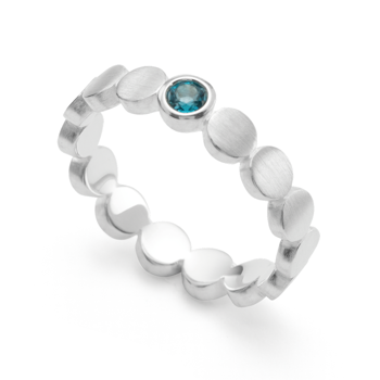 925/- Ring mat/blank, blå topas 0,14ct, från Bastian Inverun