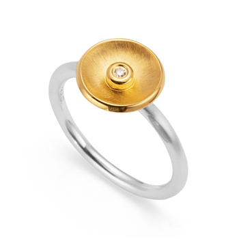 925/- Ring, delvis fg, rho. børstet/blank, 0,02ct, från Bastian Inverun