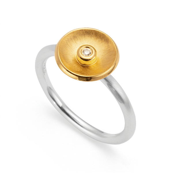 925/- Ring, delvis fg, rho. børstet/blank, 0,02ct, från Bastian Inverun