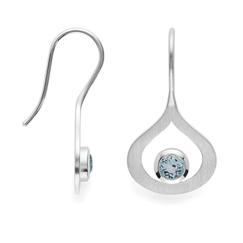 925/- Øreringe, mat, blå topaz 0,64ct, från Bastian Inverun