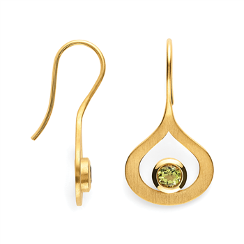 925/- øreringe, fg., mat, peridot 0,53ct, från Bastian Inverun