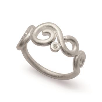 925/-Ring,rho.,mat/pol., Dia. 0,015ct W-SI, från Bastian Inverun