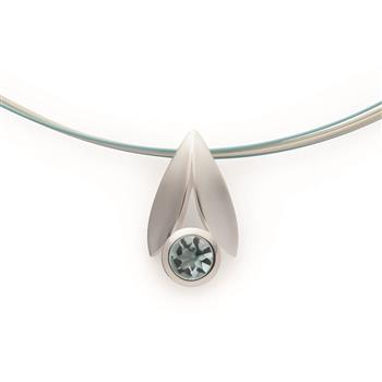 925/- Vedhæng, rho., mat/poleret, blå topas 0.93ct, från Bastian Inverun