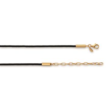 Nylon bånd sort, 925 /rund anker fg, 50 + 5cm, 2mm, från Bastian Inverun