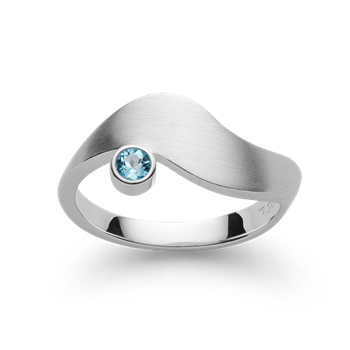 925/-ring, rh, satin mat, blå topas 0,13ct, från Bastian Inverun